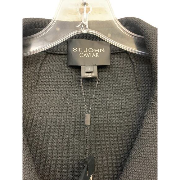 NWT St. John Caviar Black Blazer 2 Button Women's SZ 6 - Picture 4 of 8